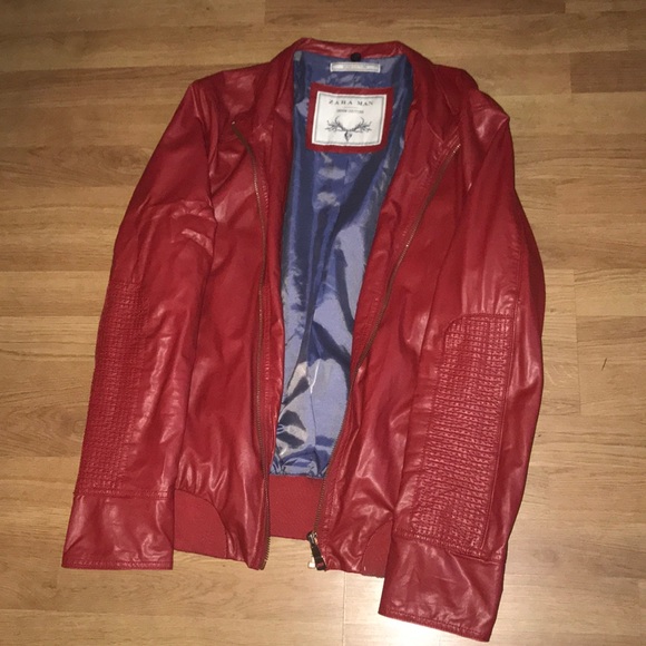 red leather jacket mens zara